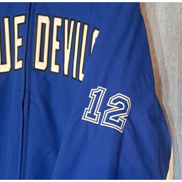 Majestic Duke University Blue Devils Large 90s Puffer Bomber Jacket Vtg Laettner - Picture 7 of 11